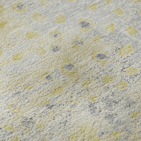 HomeRoots 8' X 8' Modern Gold Ivory & Gray Polka Dot Washable Rug with UV Protection for Home & Patio Use 693243