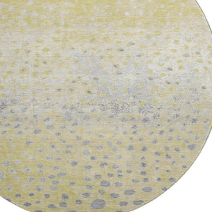 HomeRoots 8' X 8' Modern Gold Ivory & Gray Polka Dot Washable Rug with UV Protection for Home & Patio Use 693243