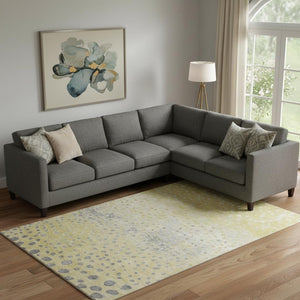HomeRoots 10' X 14' Gold Ivory Gray Polka Dot Washable Area Rug - Durable, Stain-Resistant, UV Protected Decor 693246