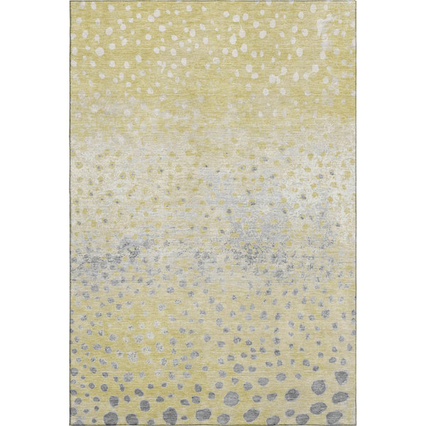 HomeRoots 10' X 14' Gold Ivory Gray Polka Dot Washable Area Rug - Durable, Stain-Resistant, UV Protected Decor 693246
