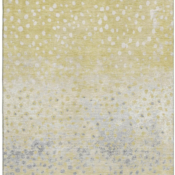 HomeRoots 10' X 14' Gold Ivory Gray Polka Dot Washable Area Rug - Durable, Stain-Resistant, UV Protected Decor 693246