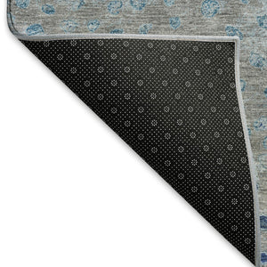 HomeRoots 5' X 8' Gray Ivory Blue Polka Dot Area Rug - Washable, Stain Resistant, UV Protected & Non-Slip! 693248