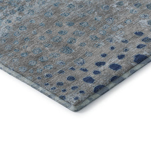 HomeRoots 5' X 8' Gray Ivory Blue Polka Dot Area Rug - Washable, Stain Resistant, UV Protected & Non-Slip! 693248