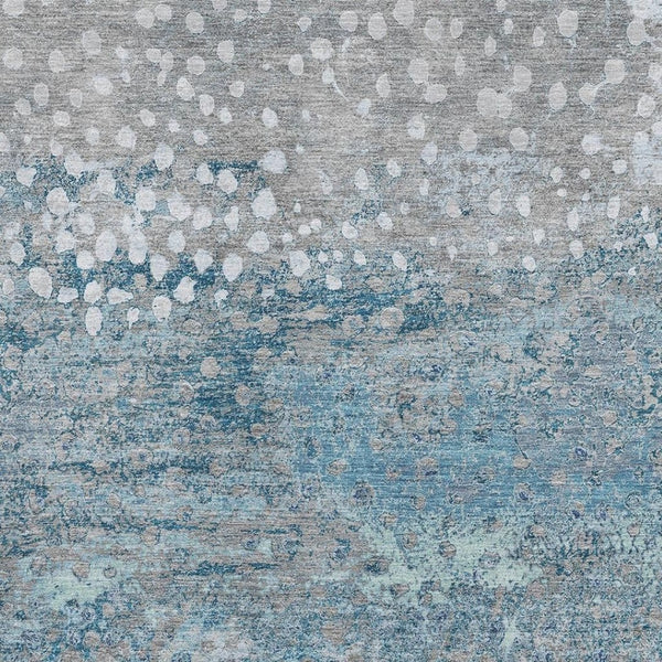 HomeRoots 5' X 8' Gray Ivory Blue Polka Dot Area Rug - Washable, Stain Resistant, UV Protected & Non-Slip! 693248