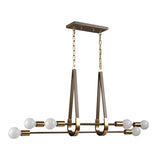 Sabine 42'' Wide 6-Light Linear Chandelier - Pecan with Brushed Gold 69325/6 Elk Lighting