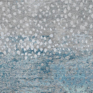 HomeRoots 8' Gray, Ivory & Blue Polka Dot Washable Area Rug - Stain Resistant, UV Protected & Easy Care Design 693250