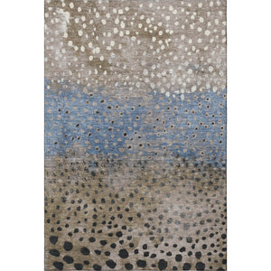 HomeRoots 8' Khaki Blue and Ivory Polka Dot Area Rug - UV Protected, Stain Resistant, Washable, Durable Comfort 693256