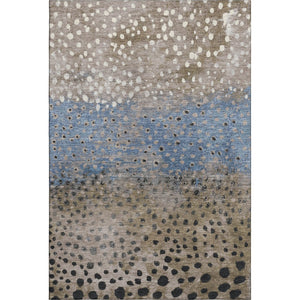 HomeRoots 9' X 12' Washable Area Rug in Khaki Blue Ivory Polka Dots – Durable, UV Protected for Homes & More 693257