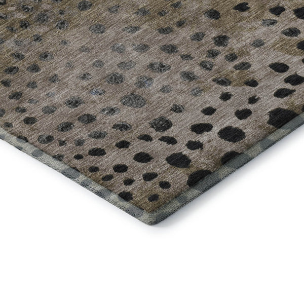 HomeRoots 9' X 12' Washable Area Rug in Khaki Blue Ivory Polka Dots – Durable, UV Protected for Homes & More 693257