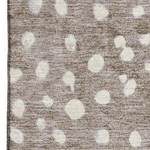 HomeRoots 9' X 12' Washable Area Rug in Khaki Blue Ivory Polka Dots – Durable, UV Protected for Homes & More 693257