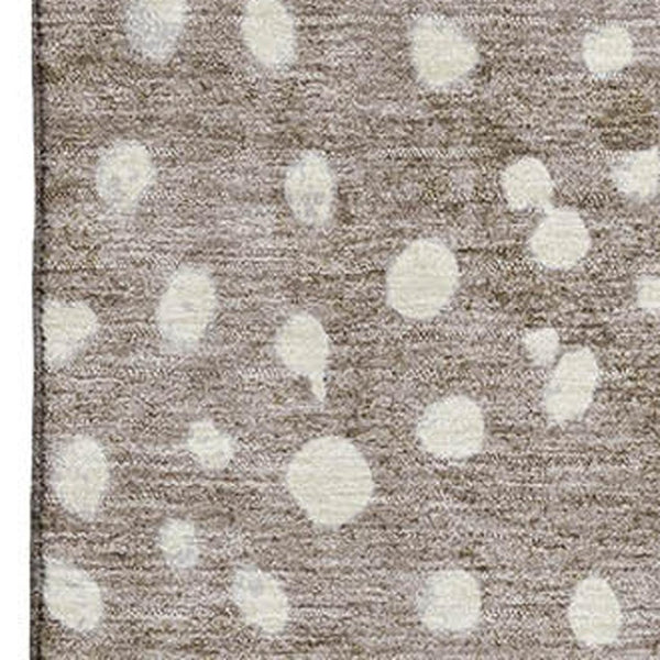 HomeRoots 9' X 12' Washable Area Rug in Khaki Blue Ivory Polka Dots – Durable, UV Protected for Homes & More 693257