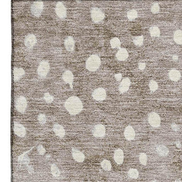 HomeRoots 9' X 12' Washable Area Rug in Khaki Blue Ivory Polka Dots – Durable, UV Protected for Homes & More 693257