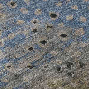 HomeRoots 10' X 14' Khaki Blue & Ivory Polka Dot Area Rug - Durable, Stain-Resistant, UV Protected Design! 693258