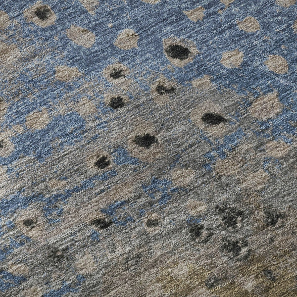 HomeRoots 10' X 14' Khaki Blue & Ivory Polka Dot Area Rug - Durable, Stain-Resistant, UV Protected Design! 693258