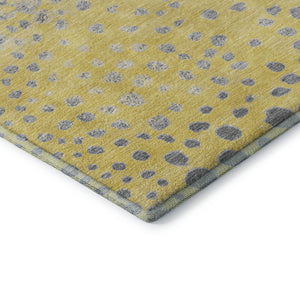 HomeRoots 5' X 8' Washable Yellow Gray Ivory Polka Dot Area Rug with UV Protection for Playful Spaces 693260