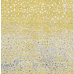 HomeRoots 5' X 8' Washable Yellow Gray Ivory Polka Dot Area Rug with UV Protection for Playful Spaces 693260