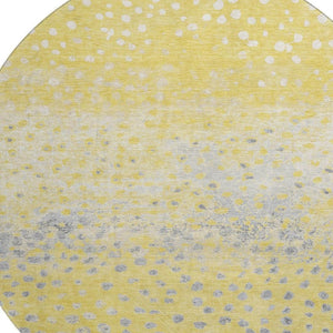HomeRoots 8' X 8' Washable Round Rug with UV Protection - Cheerful Yellow, Gray & Ivory Polka Dot Design for Kids 693261