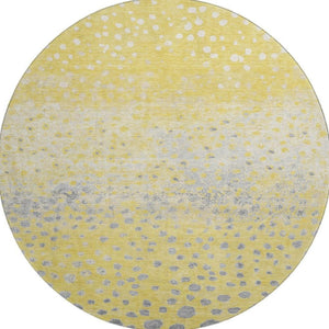 HomeRoots 8' X 8' Washable Round Rug with UV Protection - Cheerful Yellow, Gray & Ivory Polka Dot Design for Kids 693261