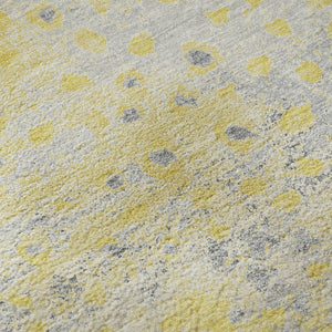 HomeRoots 8' Cheerful Yellow Gray Ivory Polka Dot Area Rug - Durable, Washable, UV Protected & Non-Slip 693262