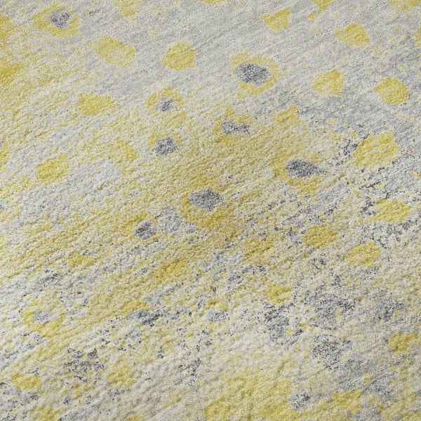 HomeRoots 8' Cheerful Yellow Gray Ivory Polka Dot Area Rug - Durable, Washable, UV Protected & Non-Slip 693262