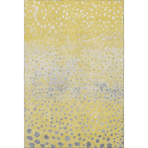 HomeRoots 9' X 12' Playful Yellow, Gray & Ivory Polka Dot Area Rug – Washable, UV-Protected, Durable Design! 693263