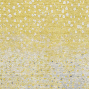 HomeRoots 10' Washable Yellow, Gray & Ivory Polka Dot Area Rug with UV Protection - Perfect for Kids & Pets! 693264