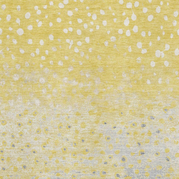 HomeRoots 10' Washable Yellow, Gray & Ivory Polka Dot Area Rug with UV Protection - Perfect for Kids & Pets! 693264