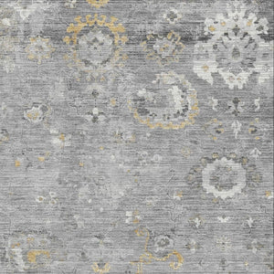 HomeRoots 5' X 8' Elegant Gray Gold Ivory Oriental Washable Area Rug - UV Protected, Stain Resistant & Durable 693266