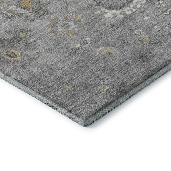 HomeRoots 8' Elegant Gray Gold and Ivory Washable Oriental Area Rug with UV Protection for Busy Homes 693268