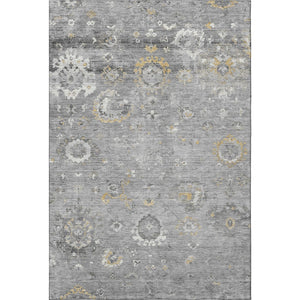 HomeRoots 8' Elegant Gray Gold and Ivory Washable Oriental Area Rug with UV Protection for Busy Homes 693268