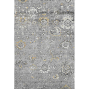 HomeRoots 9' X 12' Gray Gold Ivory Oriental Area Rug - Washable, UV Protected, Durable, Stylish for Any Room 693269
