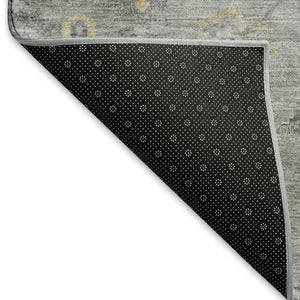 HomeRoots 9' X 12' Gray Gold Ivory Oriental Area Rug - Washable, UV Protected, Durable, Stylish for Any Room 693269