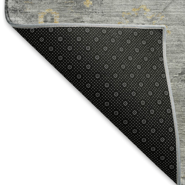 HomeRoots 9' X 12' Gray Gold Ivory Oriental Area Rug - Washable, UV Protected, Durable, Stylish for Any Room 693269
