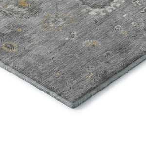 HomeRoots 9' X 12' Gray Gold Ivory Oriental Area Rug - Washable, UV Protected, Durable, Stylish for Any Room 693269