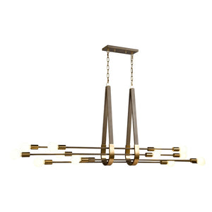 Sabine 72'' Wide 14-Light Linear Chandelier - Pecan with Brushed Gold 69327/14 Elk Lighting