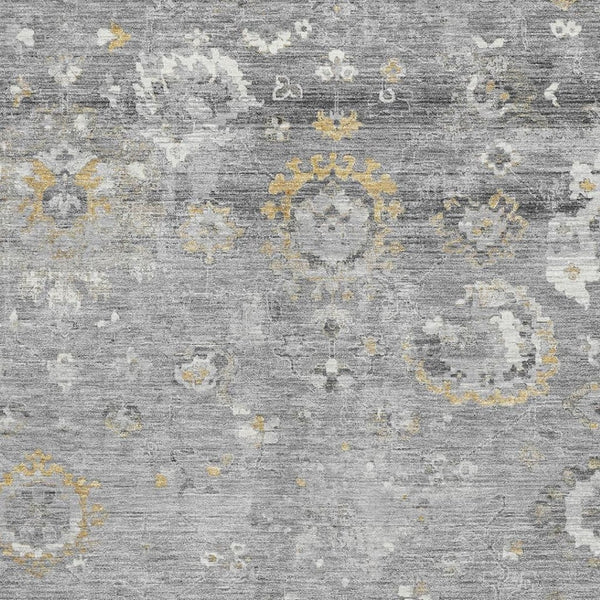 HomeRoots 10' Gray Gold Ivory Oriental Area Rug – Washable, Stain-Resistant, UV Protected, Family-Friendly Design 693270