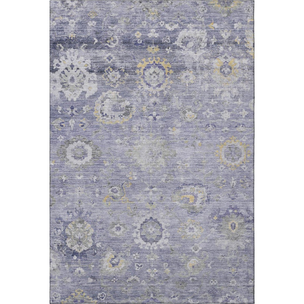 HomeRoots 5' X 8' Elegant Lavender Gold Ivory Oriental Area Rug - Washable, UV Protected, Stain Resistant! 693272
