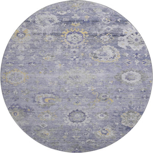 HomeRoots 8' Round Lavender, Gold & Ivory Oriental Washable Rug – UV Protected, Stain Resistant & Stylish Decor 693273