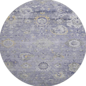 HomeRoots 8' Round Lavender, Gold & Ivory Oriental Washable Rug – UV Protected, Stain Resistant & Stylish Decor 693273