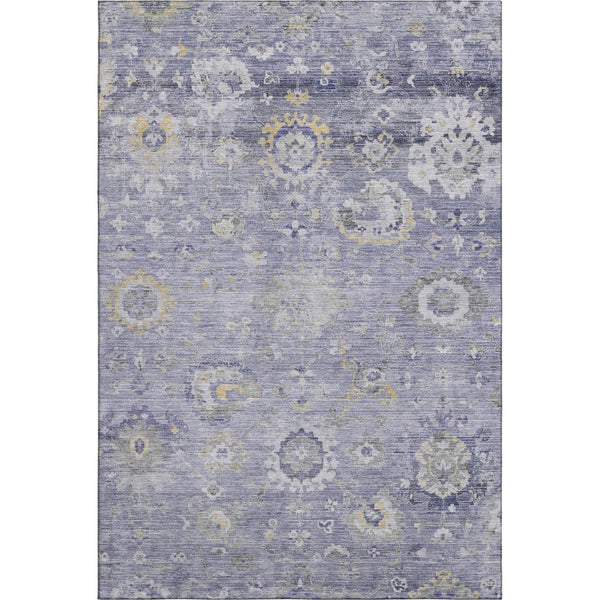 HomeRoots 8' Elegant Lavender Gold Ivory Oriental Washable Area Rug - Stain Resistant, UV Protected, Durable Design 693274