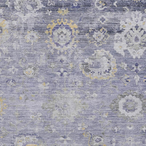 HomeRoots 8' Elegant Lavender Gold Ivory Oriental Washable Area Rug - Stain Resistant, UV Protected, Durable Design 693274