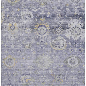 HomeRoots 8' Elegant Lavender Gold Ivory Oriental Washable Area Rug - Stain Resistant, UV Protected, Durable Design 693274