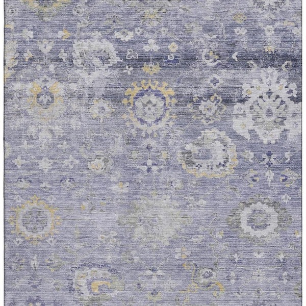 HomeRoots 8' Elegant Lavender Gold Ivory Oriental Washable Area Rug - Stain Resistant, UV Protected, Durable Design 693274