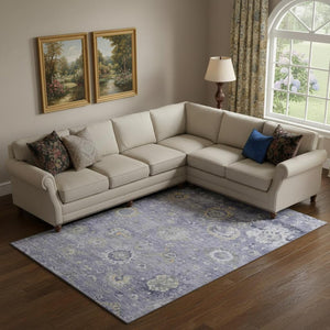 HomeRoots 9' X 12' Elegant Lavender Gold Ivory Oriental Area Rug - Washable, UV Protected & Pet Friendly! 693275