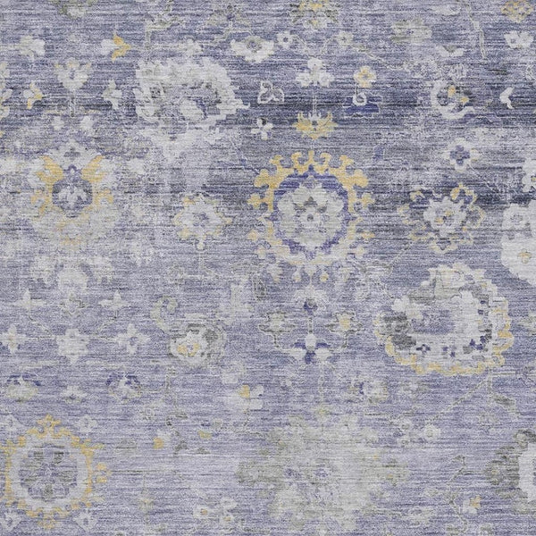 HomeRoots 9' X 12' Elegant Lavender Gold Ivory Oriental Area Rug - Washable, UV Protected & Pet Friendly! 693275