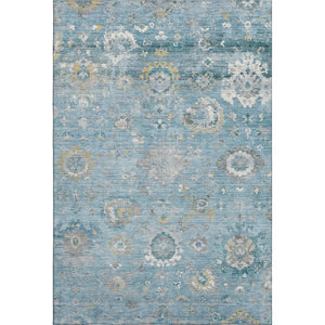 HomeRoots 9' X 12' Teal Gold Ivory Oriental Area Rug - Washable, UV Protected, Durable, Stylish for Homes 693281