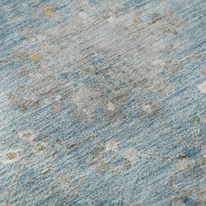 HomeRoots 9' X 12' Teal Gold Ivory Oriental Area Rug - Washable, UV Protected, Durable, Stylish for Homes 693281