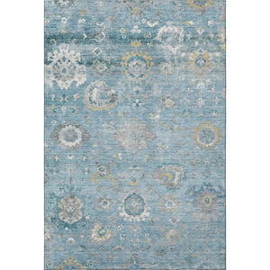 HomeRoots 9' X 12' Teal Gold Ivory Oriental Area Rug - Washable, UV Protected, Durable, Stylish for Homes 693281