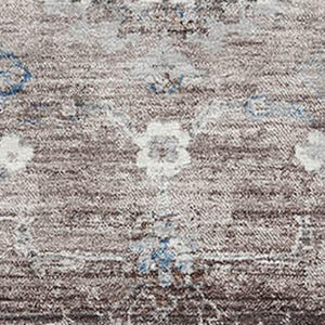 HomeRoots 8' Durable Taupe Blue and Beige Oriental Washable Area Rug – UV-Resistant for Modern Spaces! 693286