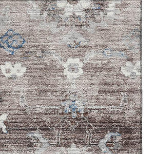 HomeRoots 9' Elegant Taupe Blue and Beige Oriental Area Rug - Washable, UV Protected, Stain Resistant Design 693287